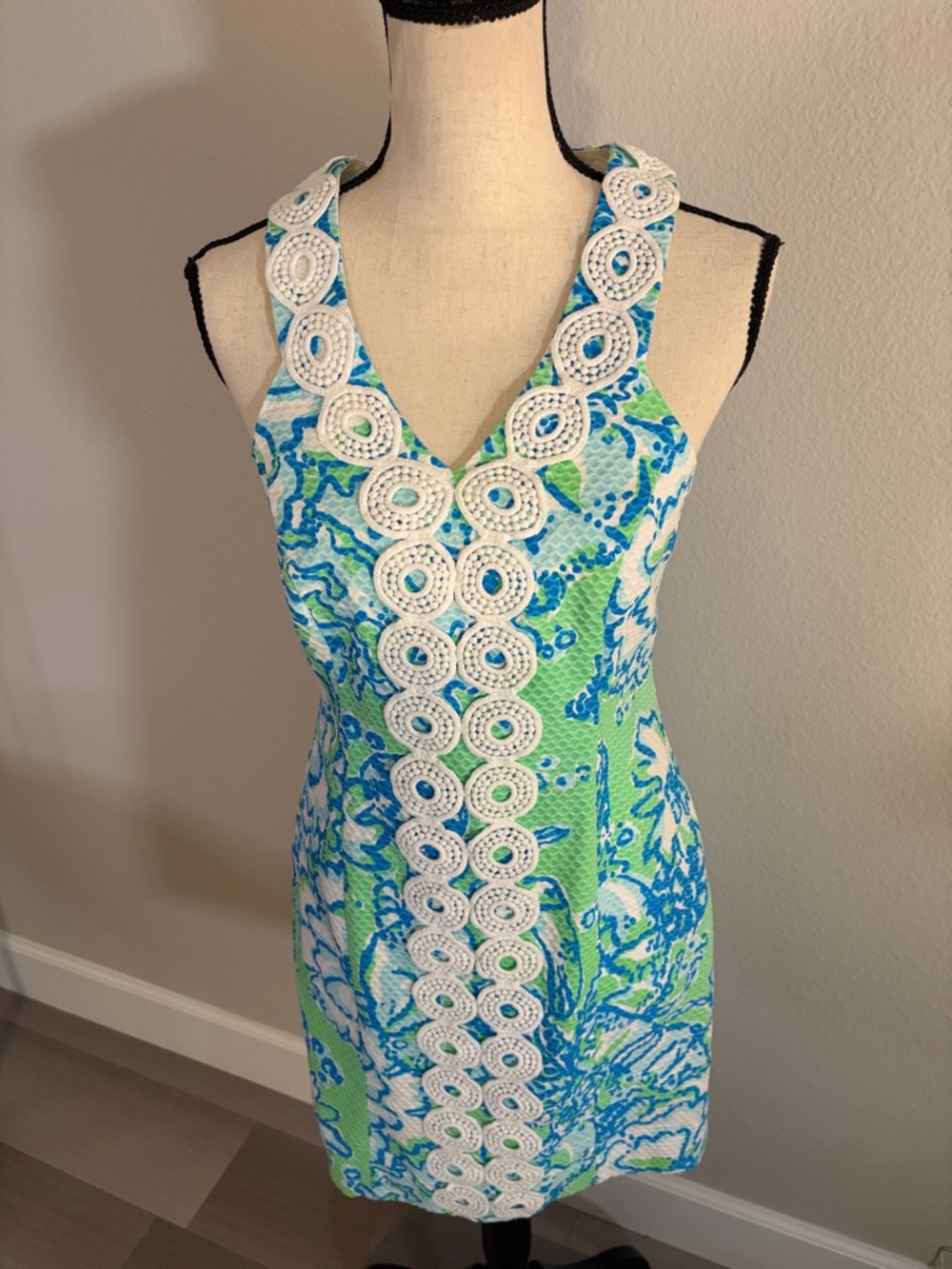 💚Lilly Pulitzer EUC Trudy GO GO Green Shift Dress in Blue Green & White Sz 4 🌊 - Picture 2 of 12